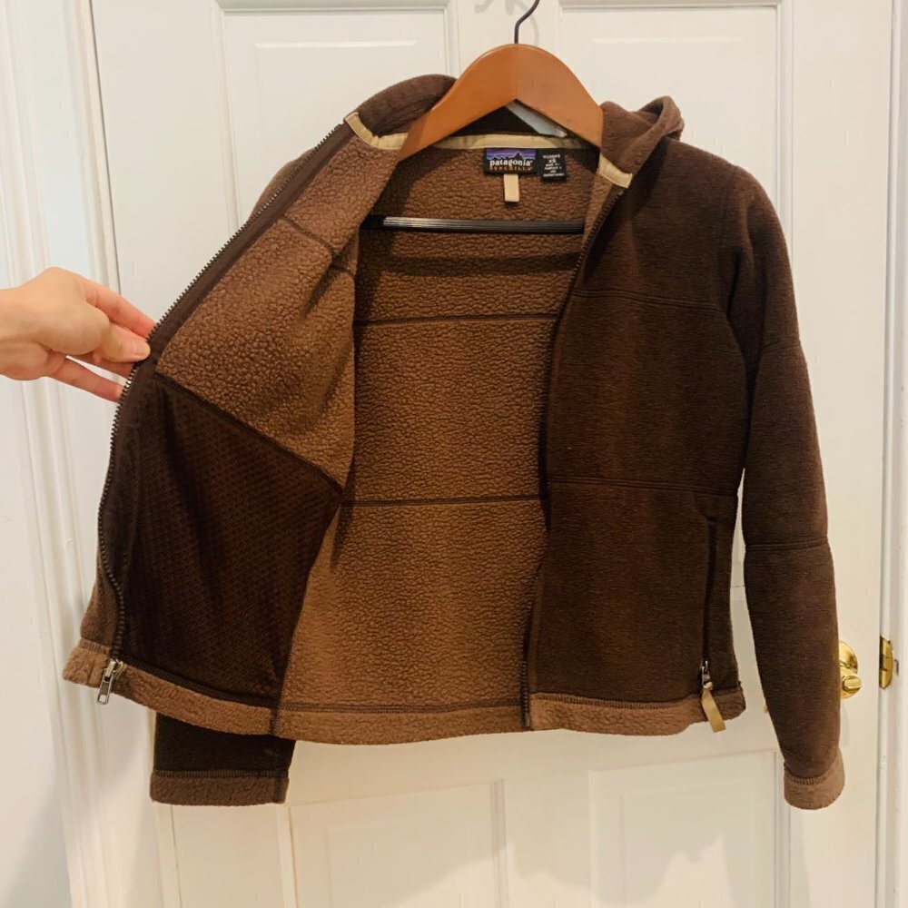 Patagonia Synchilla Women's Size XS Brown Full Zip Hooded Fleece Outdoor Jacket - Picture 8 of 8